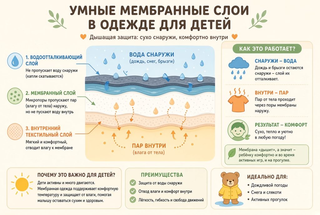 Инфографика: как работают слои мембранной одежды